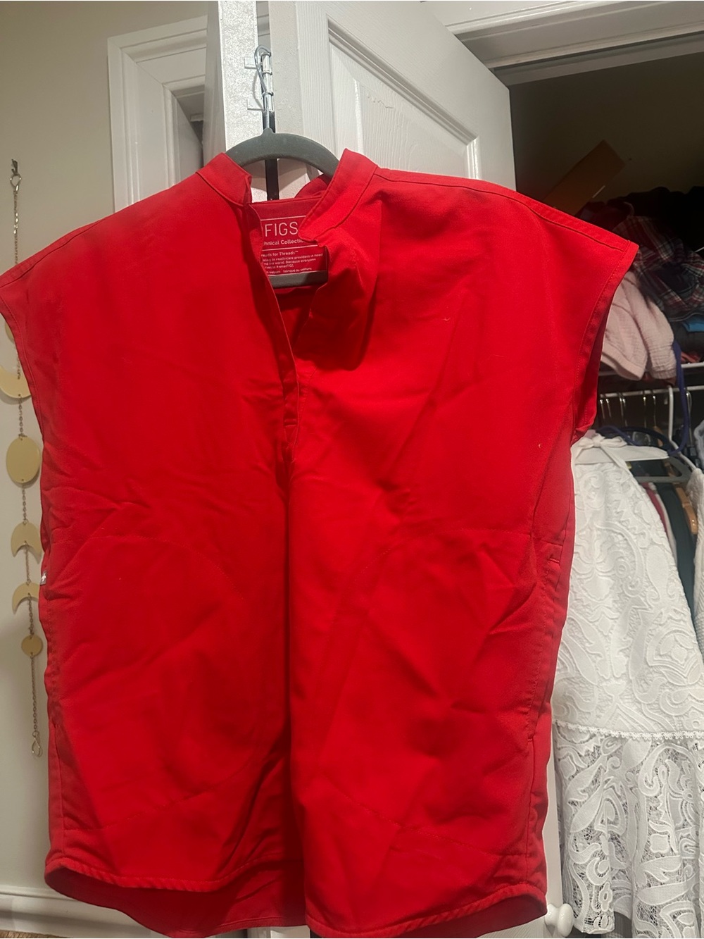 Figs Women's Red Medical Scrub Top